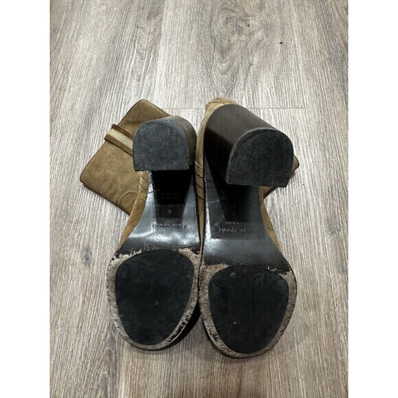 KATE SPADE New York BAISE bootie SIZE 9 M Block Heel Suede Leather Tobacco Brown - Picture 9 of 13